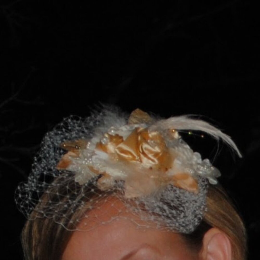 Gold Satin Rose-designed Fascinator - Picture 3 of 3